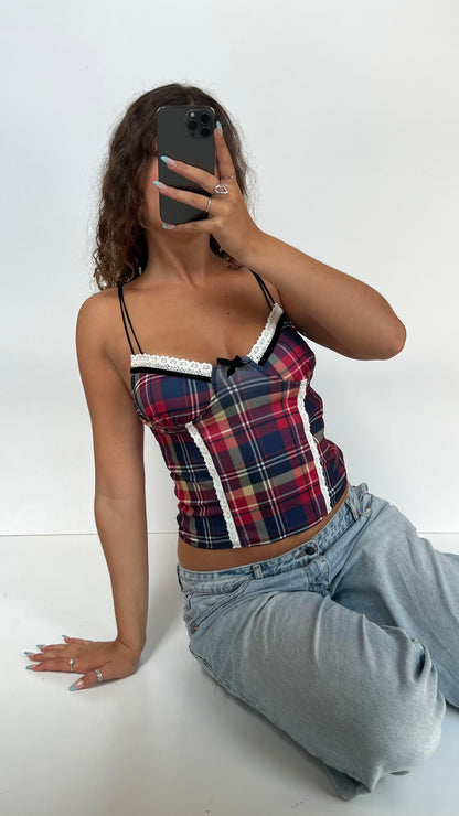 00s red gingham cami- size M