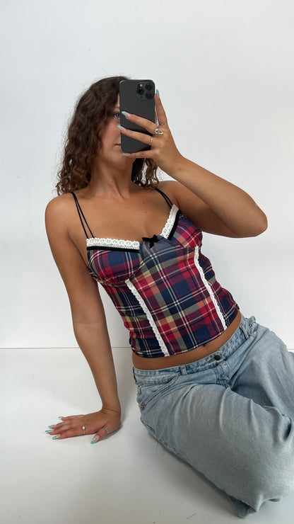 00s red gingham cami- size M