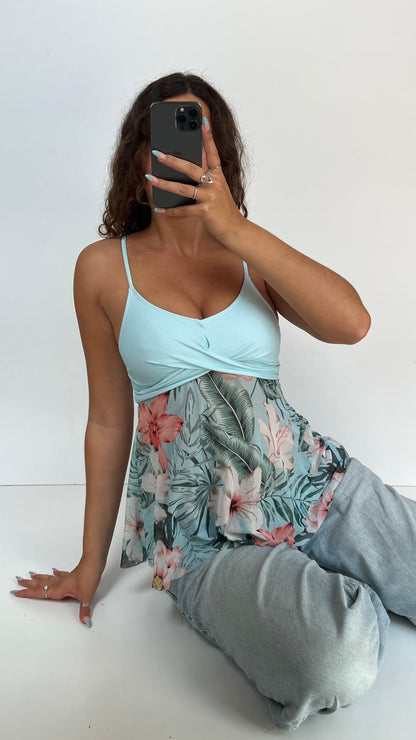 00s teal floral cami- size XS