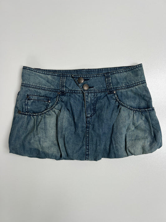 00s low rise denim bubble micro skirt- size XS