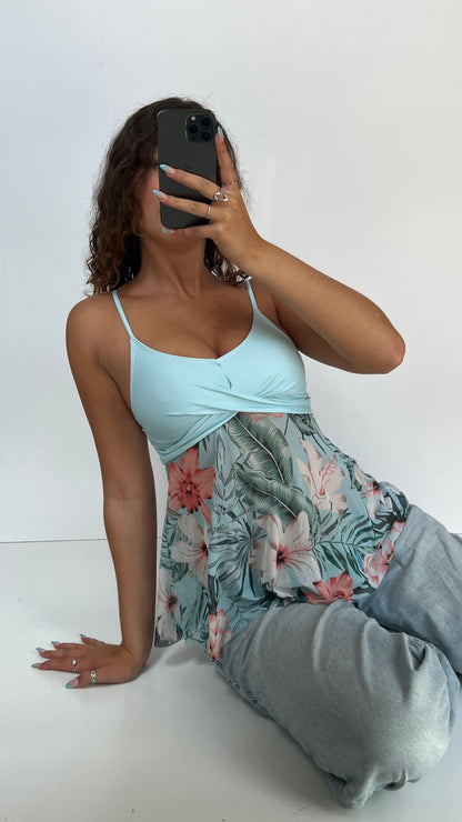 00s teal floral cami- size XS