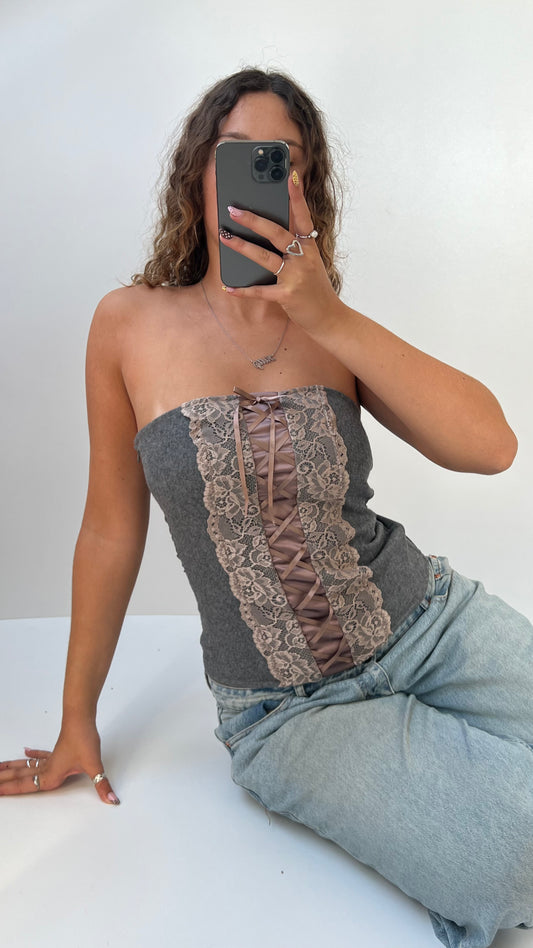 00s grey lace strapless cami- size S