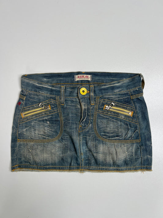 00s Replay low rise denim micro skirt- size XS