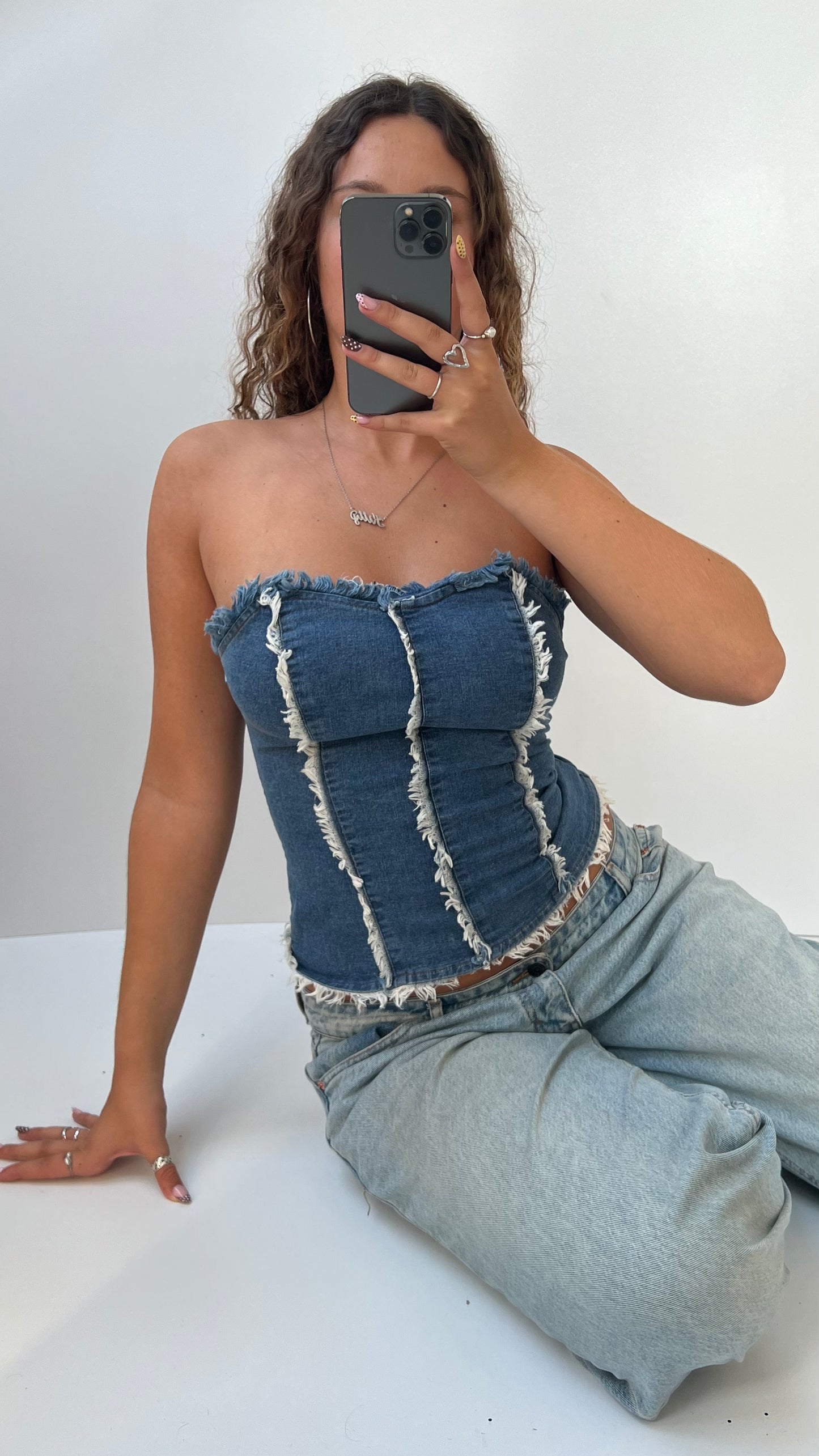 00s strapless denim cami- size S