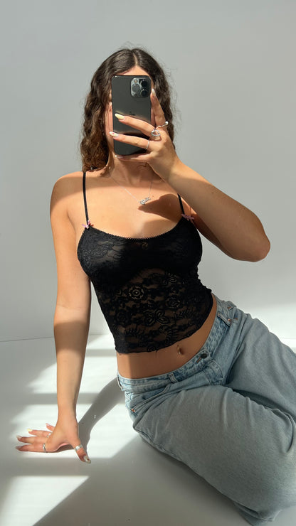 00s black lace cami- size S