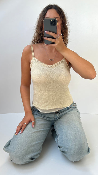 00s cream knit cami- size M