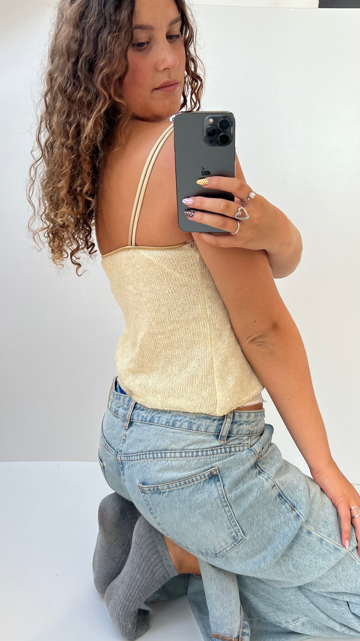 00s cream knit cami- size M