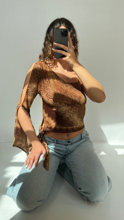 00s brown one shoulder top- size M
