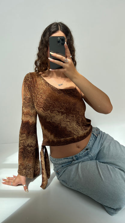 00s brown one shoulder top- size M
