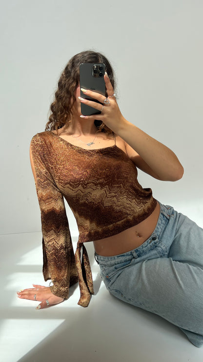 00s brown one shoulder top- size M