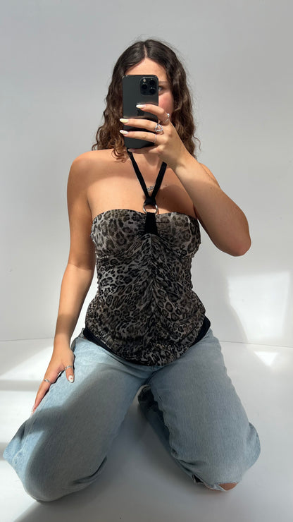 00s leopard print halter cami- size L