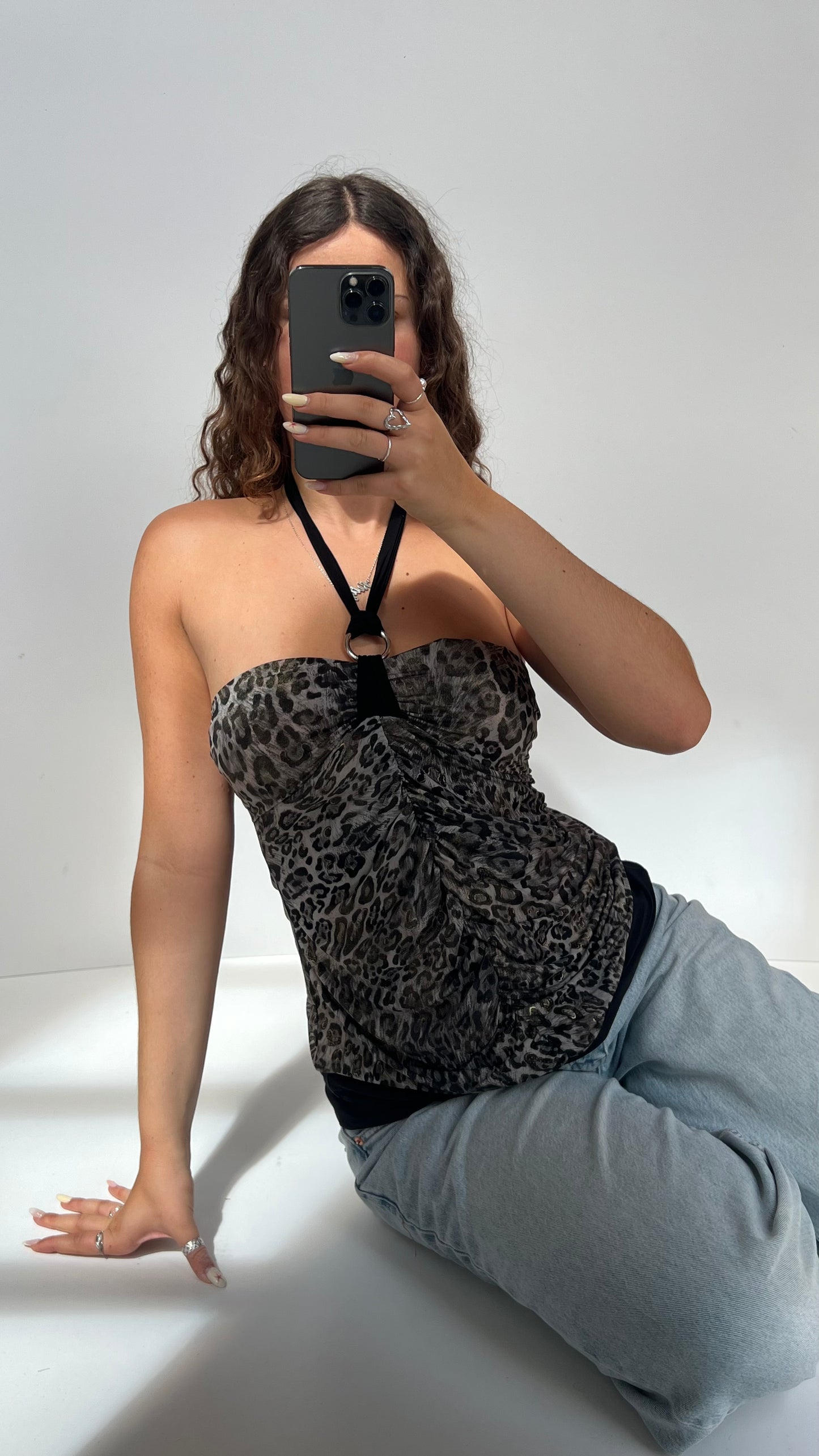00s leopard print halter cami- size L