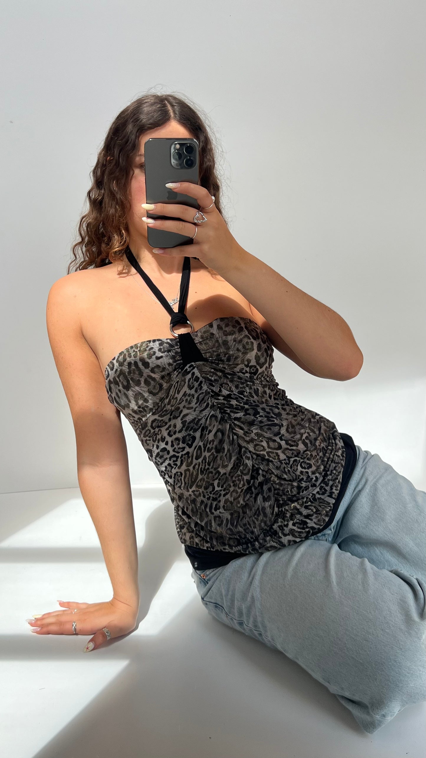 00s leopard print halter cami- size L