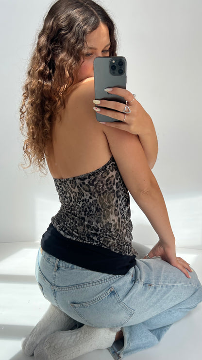 00s leopard print halter cami- size L