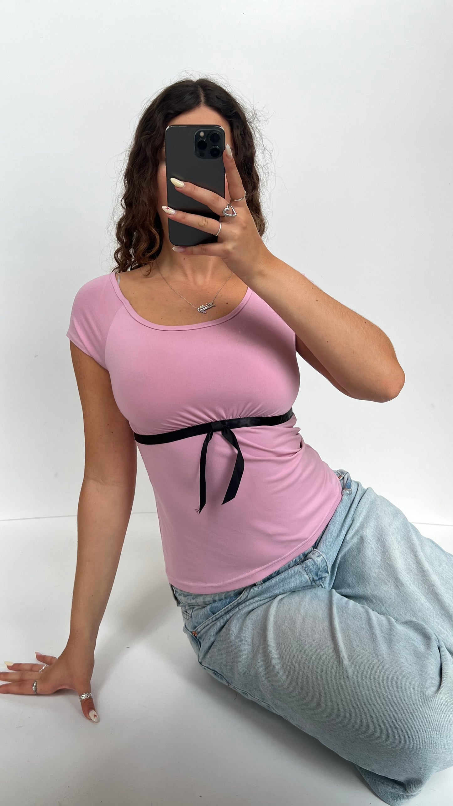 00s pink baby tee- size M
