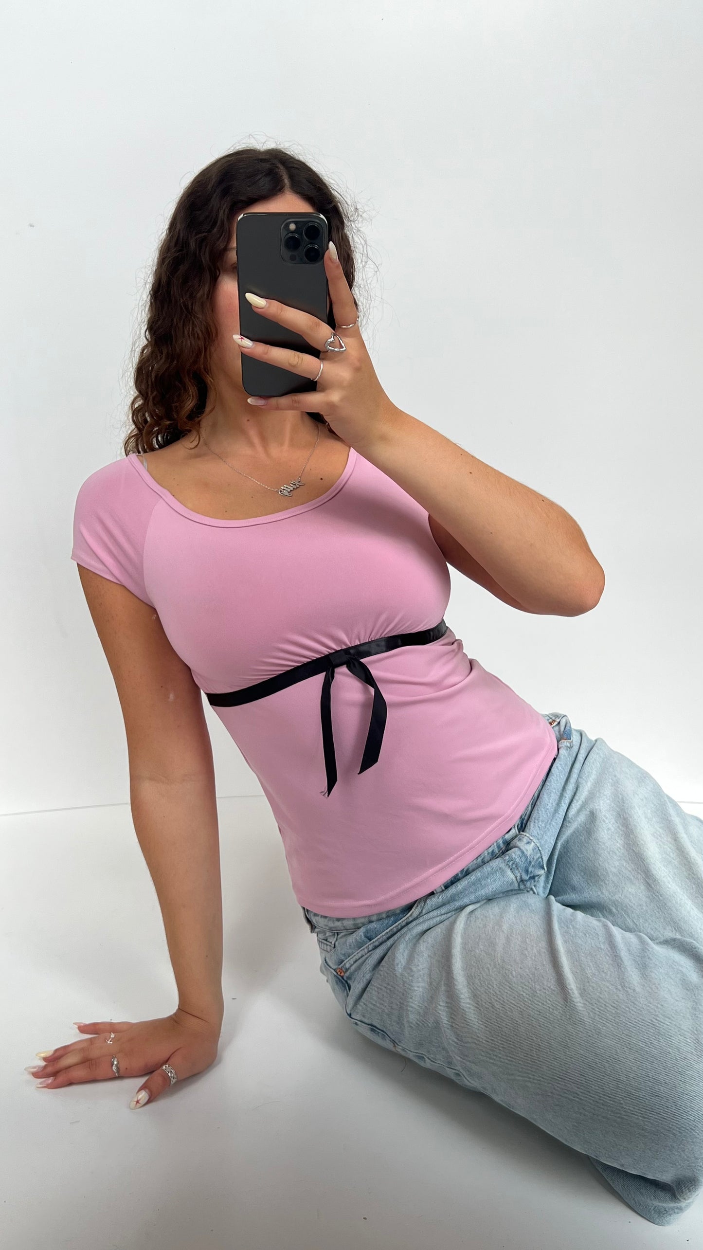 00s pink baby tee- size M