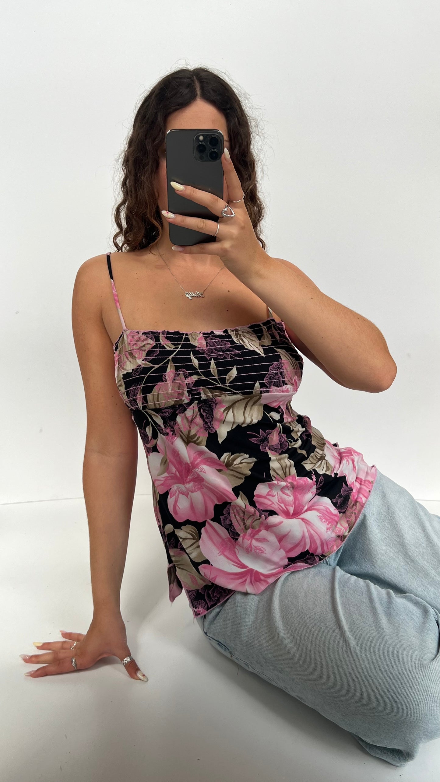 00s pink floral cami- size M