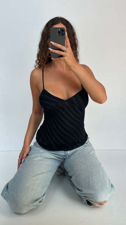 00s black glitter cami- size M