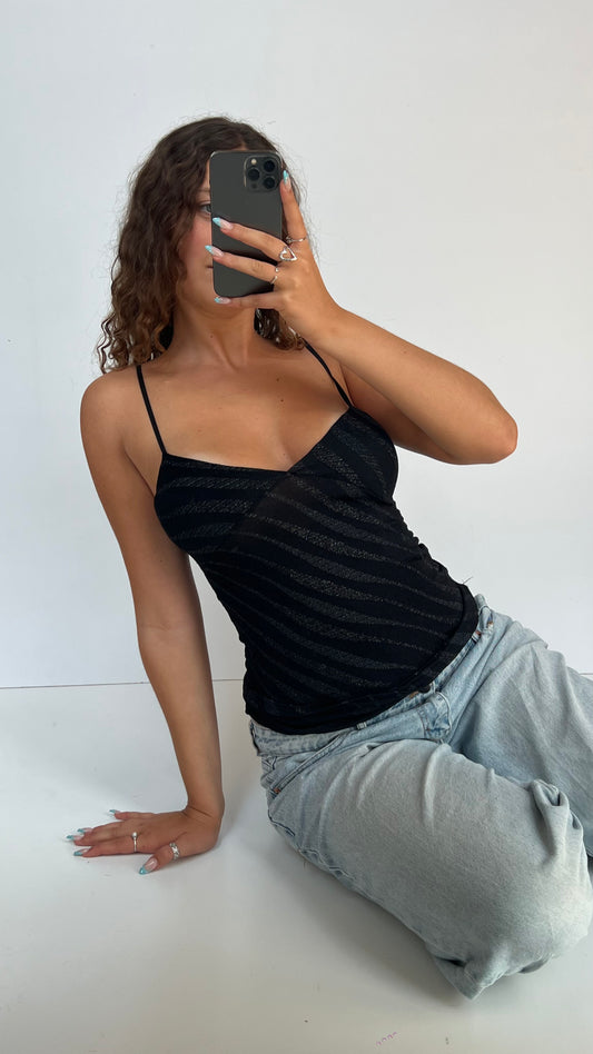 00s black glitter cami- size M