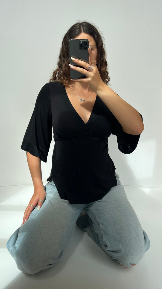 00s black babydoll top- size M