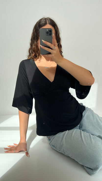 00s black babydoll top- size M