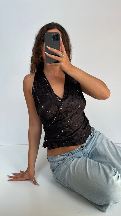00s brown sequin cami- size M