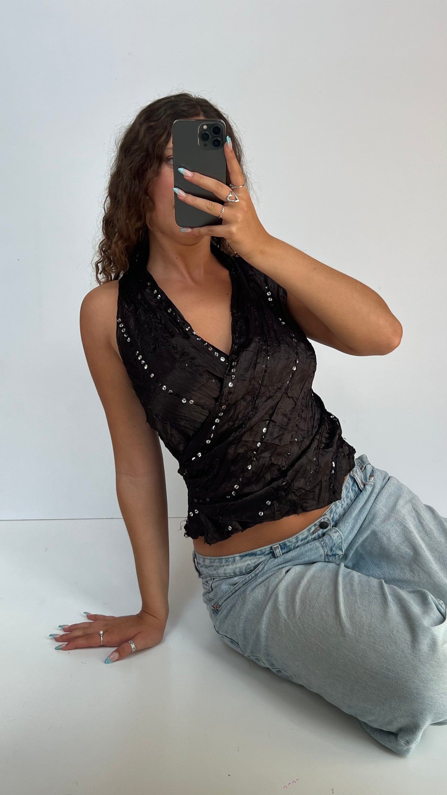 00s brown sequin cami- size M