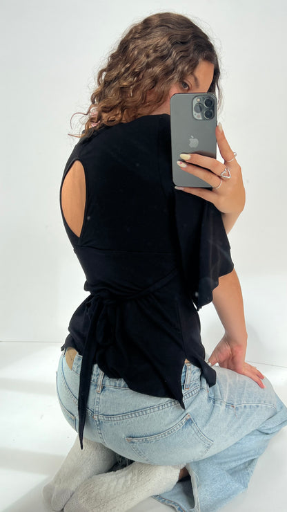 00s black babydoll top- size M