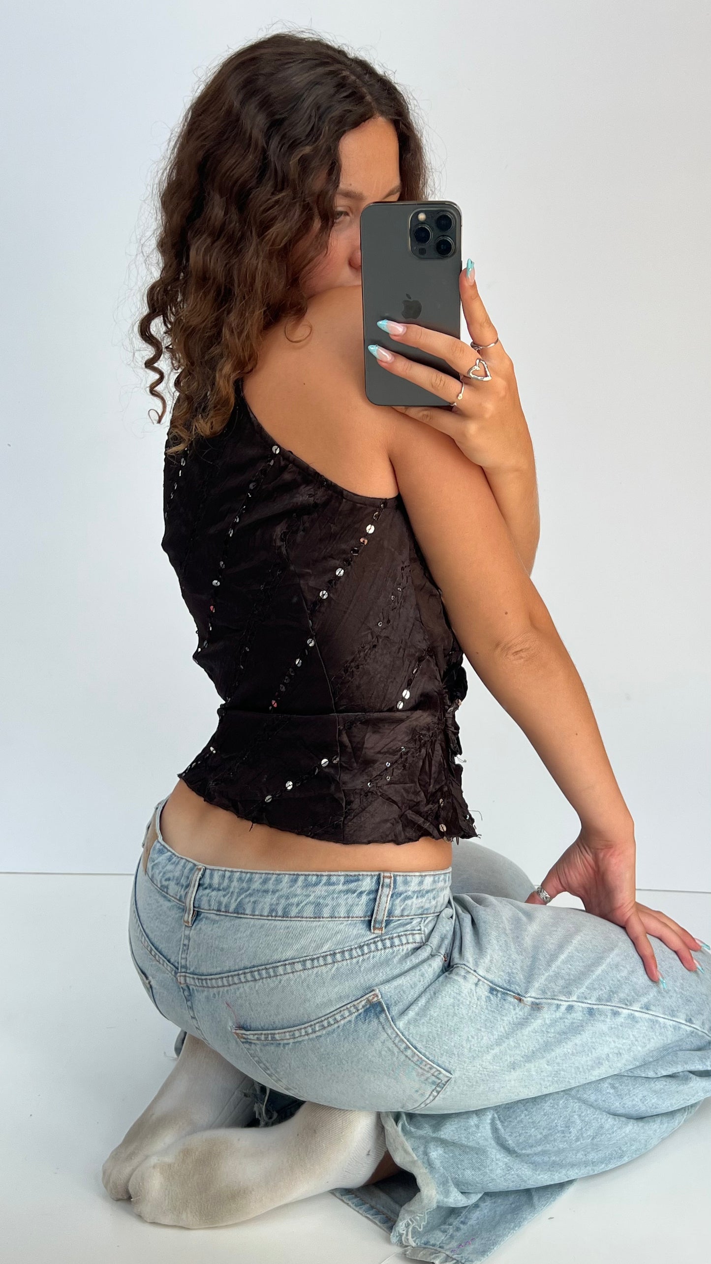 00s brown sequin cami- size M