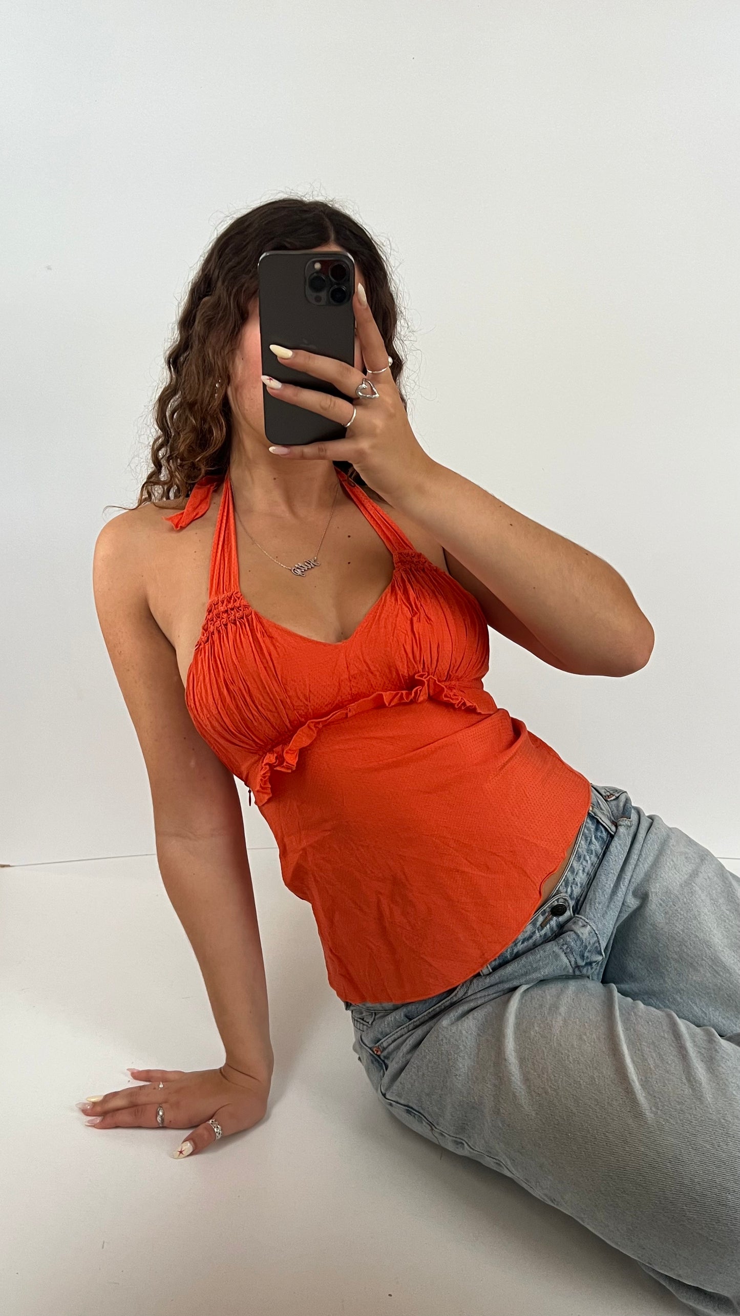 00s orange halter cami- size XS
