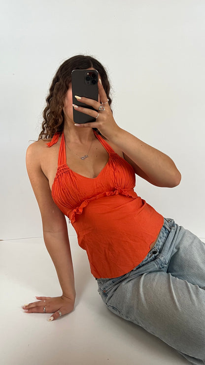 00s orange halter cami- size XS