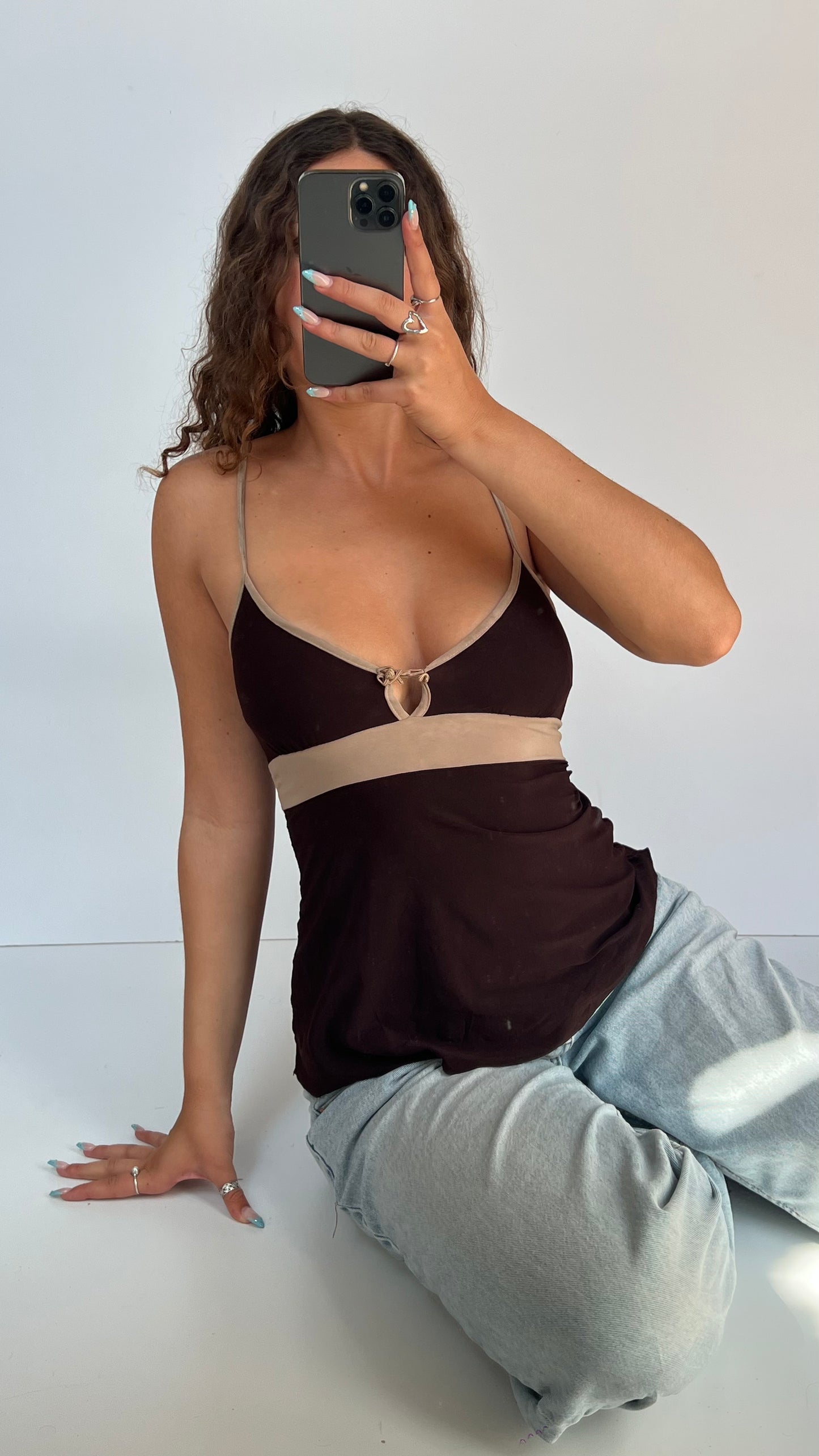 00s brown babydoll cami- size XS