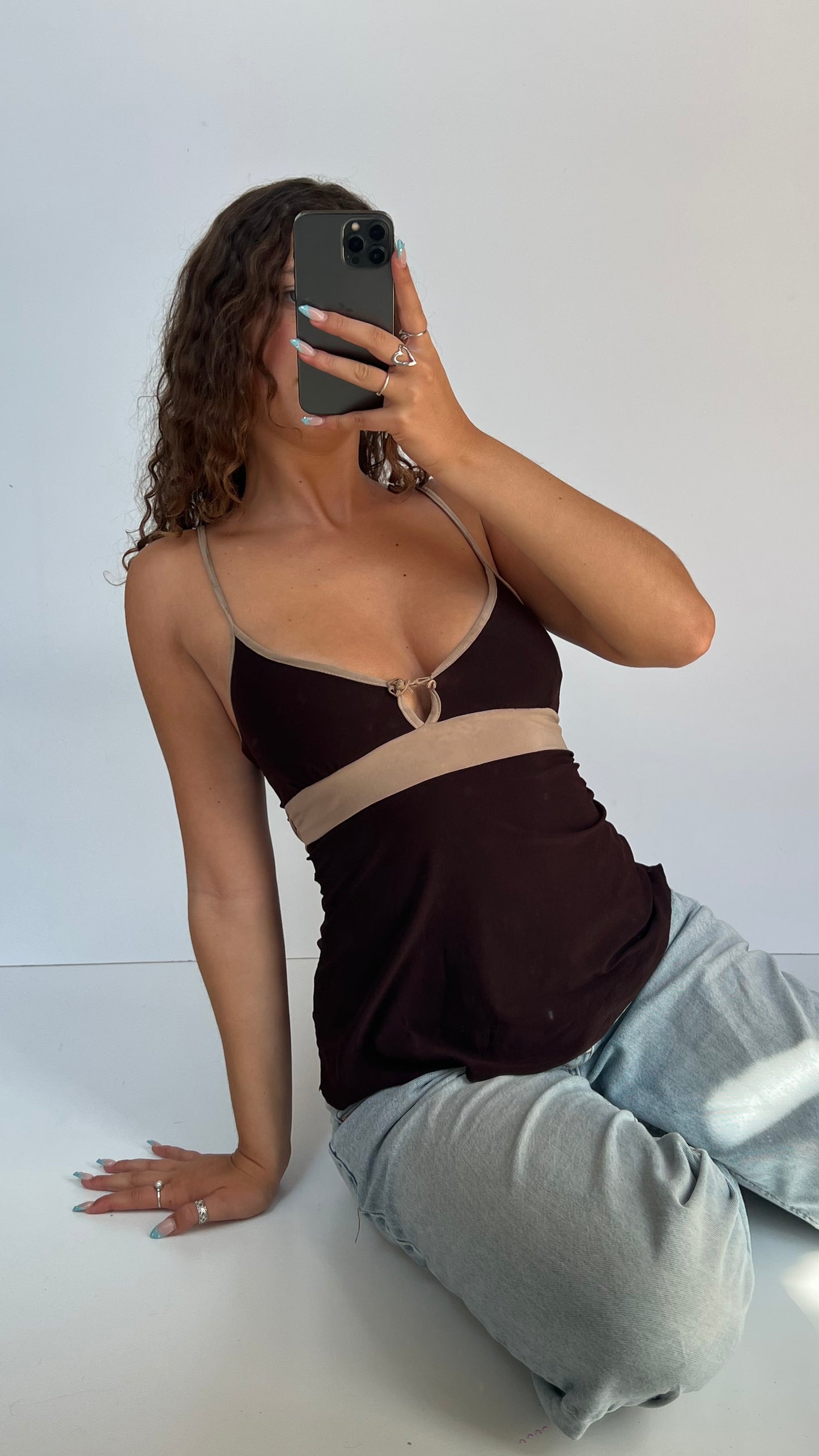 00s brown babydoll cami- size XS