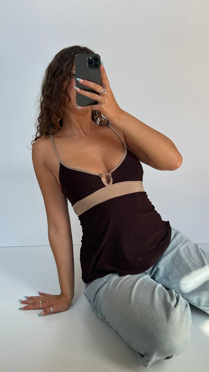 00s brown babydoll cami- size XS