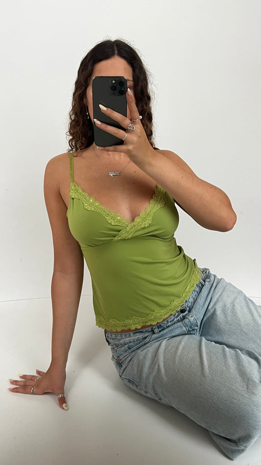 00s green lace cami- size M
