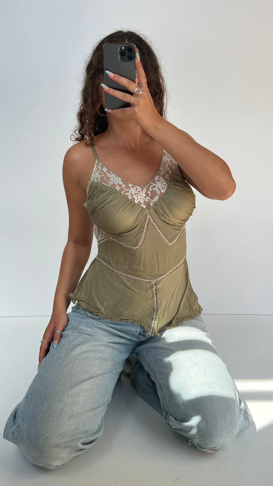 00s sage silk cami- size S