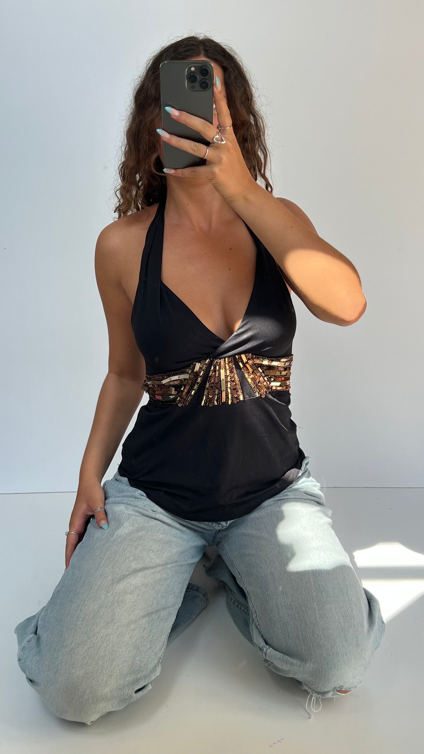 00s black sequin cami- size L