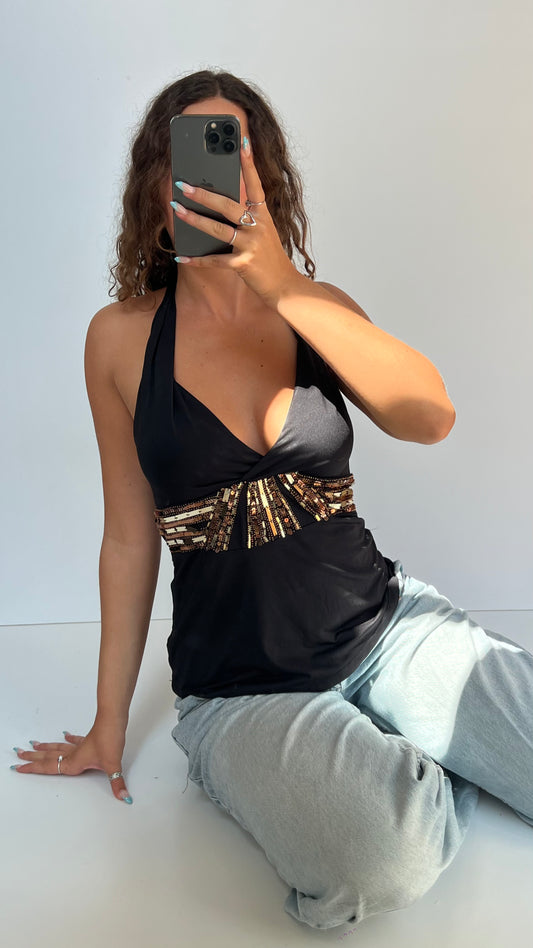 00s black sequin cami- size L