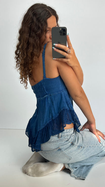 00s blue asymmetric cami- size M