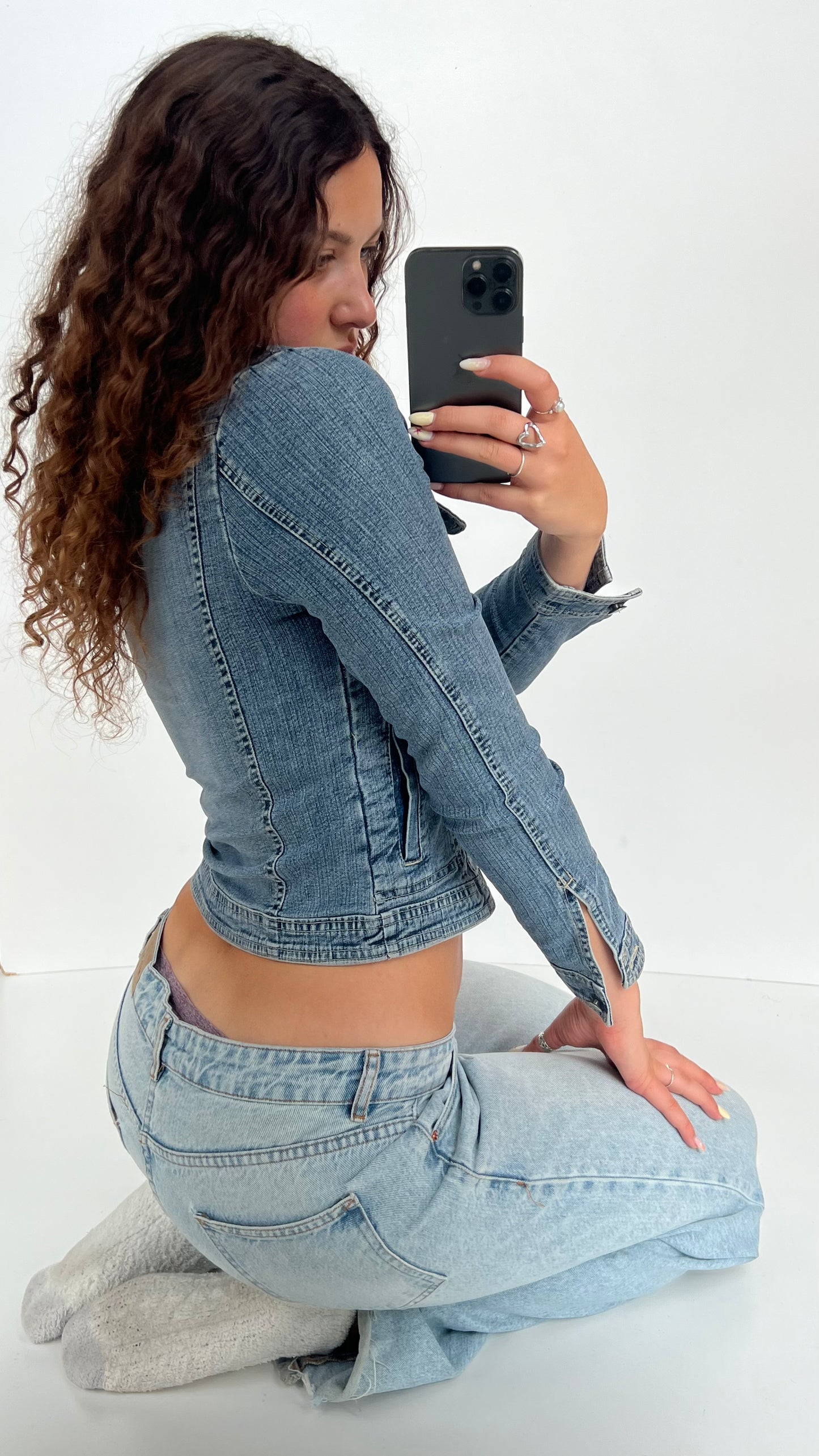 00s zip denim jacket- size M