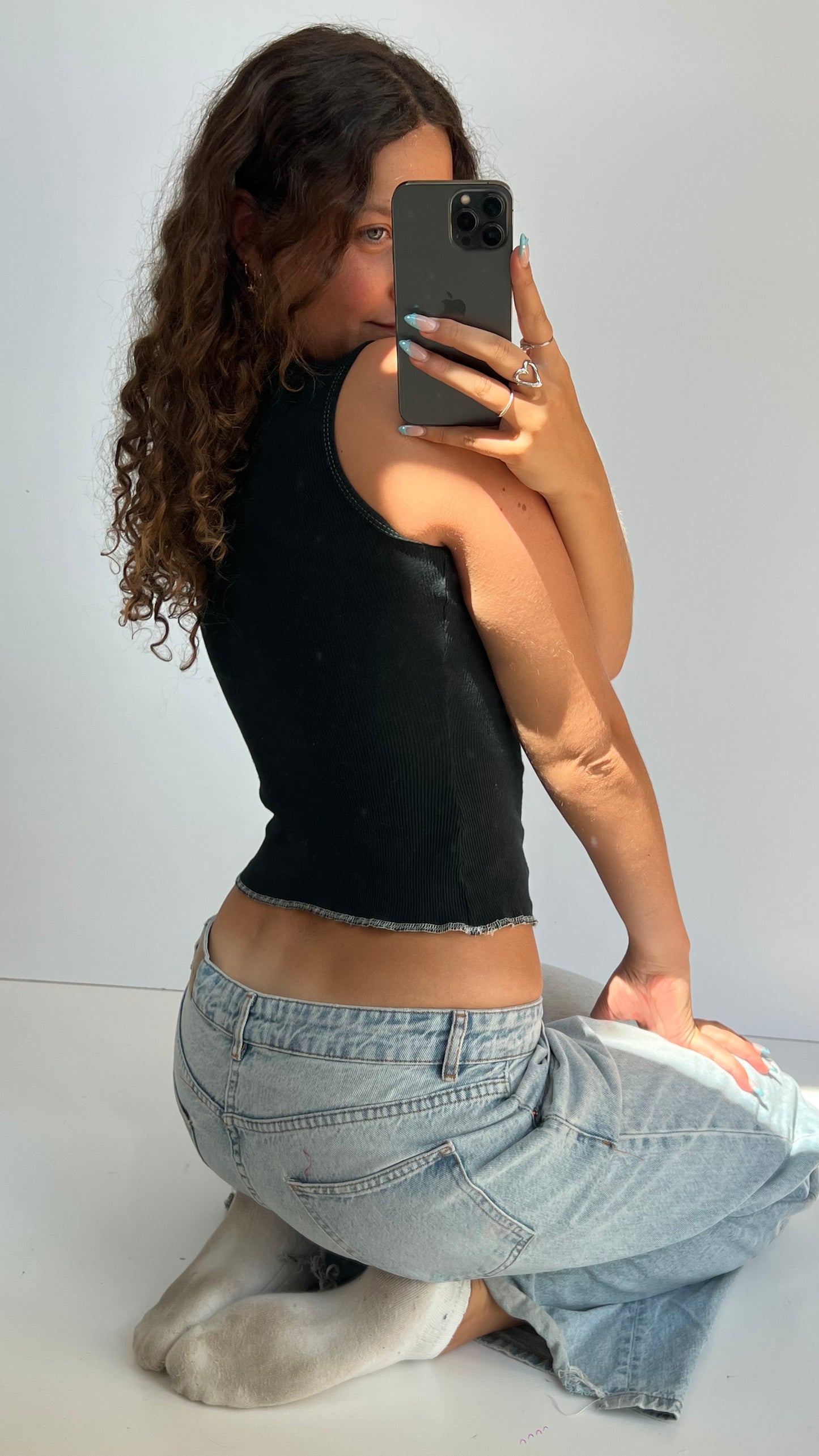 00s black lace cami- size S