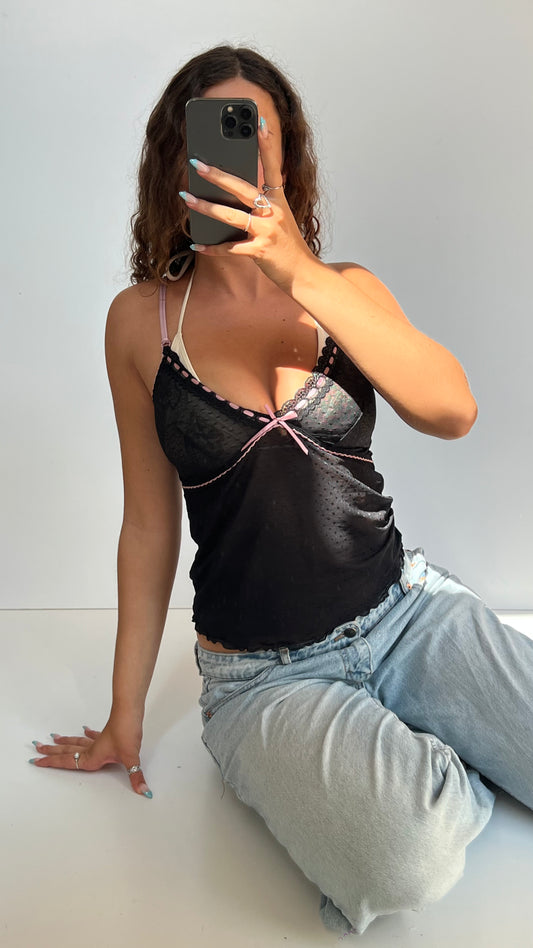 00s black mesh cami- size L