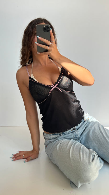 00s black mesh cami- size L