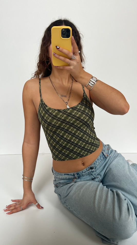 00s green plaid cami- size XS