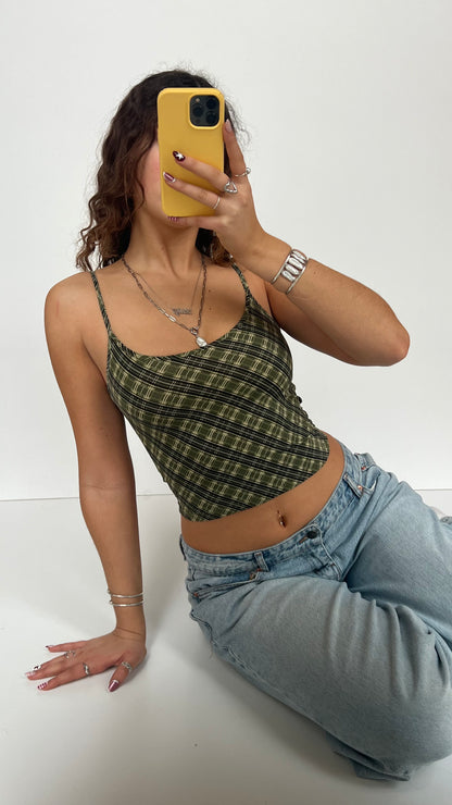 00s green plaid cami- size XS