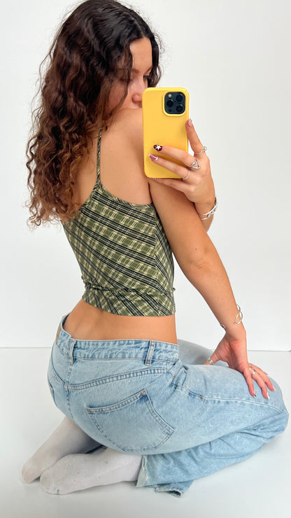 00s green plaid cami- size XS