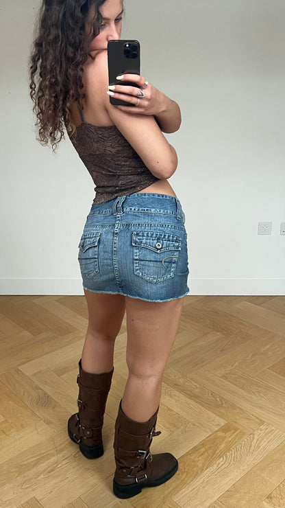 00s denim mini skirt- size L