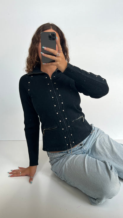 00s black diamanté jacket- size M