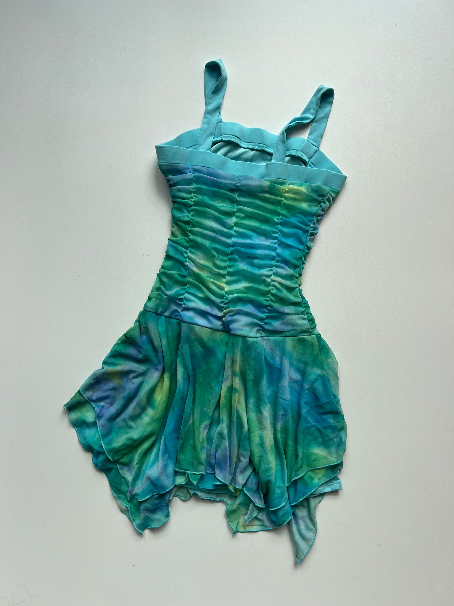 00s blue ruched mini dress- size XS