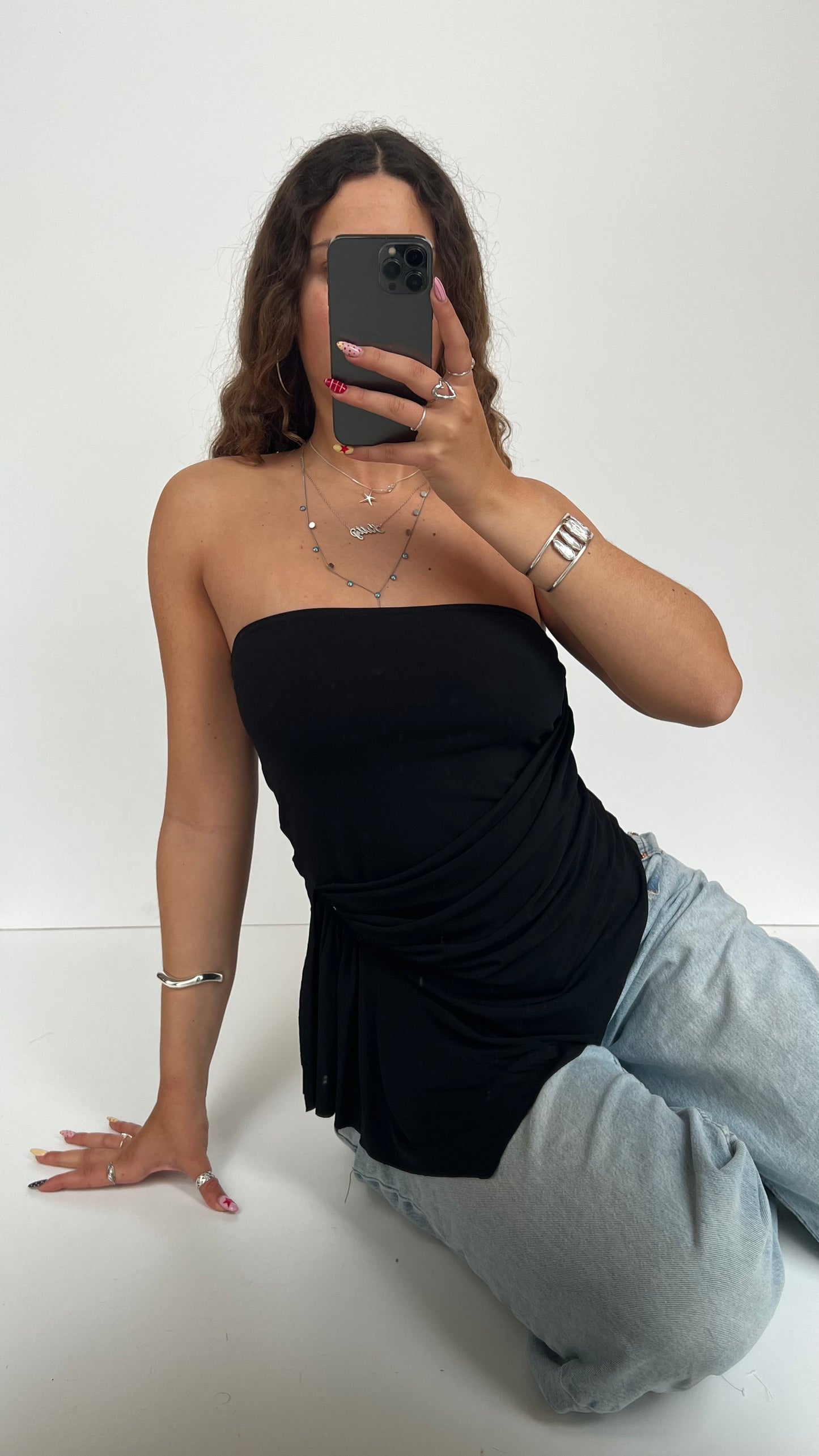 00s black asymmetric top- size M